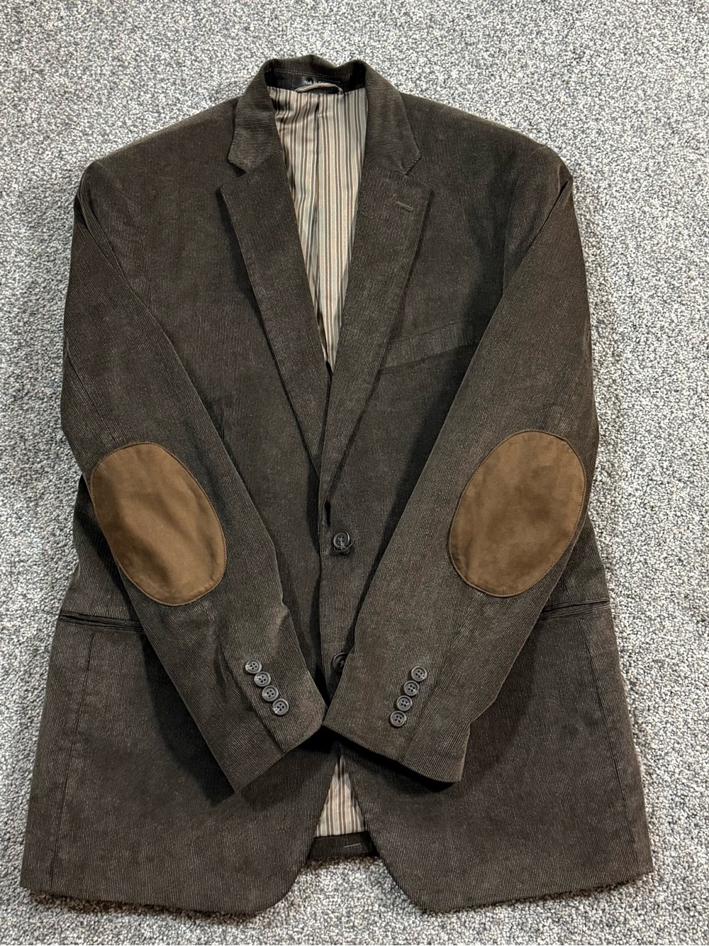 Chaps Brown Corduroy Blazer 42R Elbow Patch Dark Academia Sport Coat